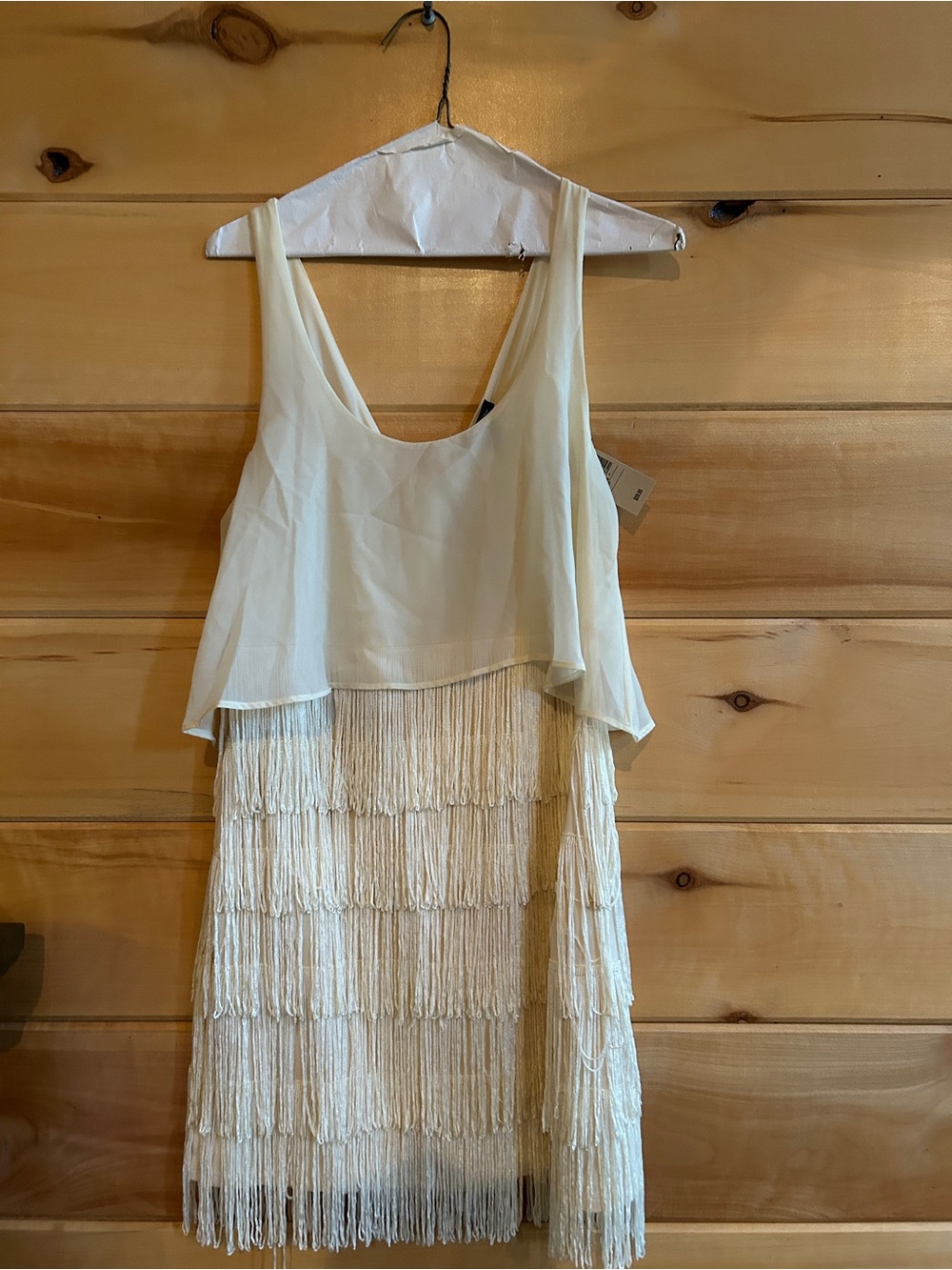 American Eagle Cream Fringe Women's Dress size 8 NWT